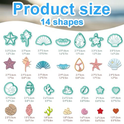 14Pcs Sea Shell Polymer Clay Earrings Cutters | For Adults DIY Jewelry for Earrings Making Birthday Party DIY Supplies, Ocean Theme, Plastic Material - style: Shell