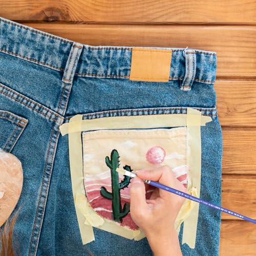 XDT#266 Filbert Artist Paint Brush 6 Piece Set Medium Stiff Hog Bristle Extra Long Handle #0#2#4#6#8#12, Acrylic Oil Watercolor - color: Blue