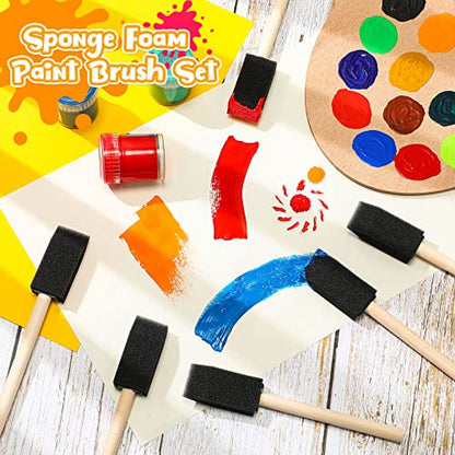 Baderke 300 Count 1 Inch Foam Sponge Brushes for Painting Wood Handle Foam Brushes Small Lightweight Paint Sponges for DIY Crafts Acrylics Stains Varnishes