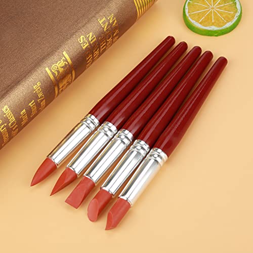 5Pcs Silicone Tip Clay Carving Tools, Pottery Sculpting Kit for Ceramics Shaping, Detail Modeling Tool Set with Smooth Handle for Precision Control