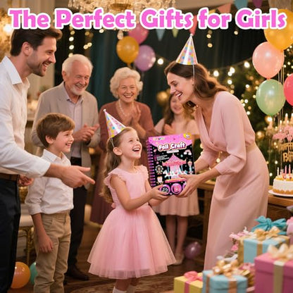 FUNNYB&G Foil Art Craft Kit for Girls 4-10 Years Old: Mess-Free & No-Glue, Create 16 Sparkly Amusement Park Pictures – Perfect Travel Toy & Birthday Gift for Kids （Amusement Park） - style: Amusement Park