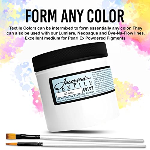 Moshify Jacquard Products White Textile Color Fabric Paint 8-Ounces - Bundled Brush Set - size: 8 Fl Oz (Pack of 1)