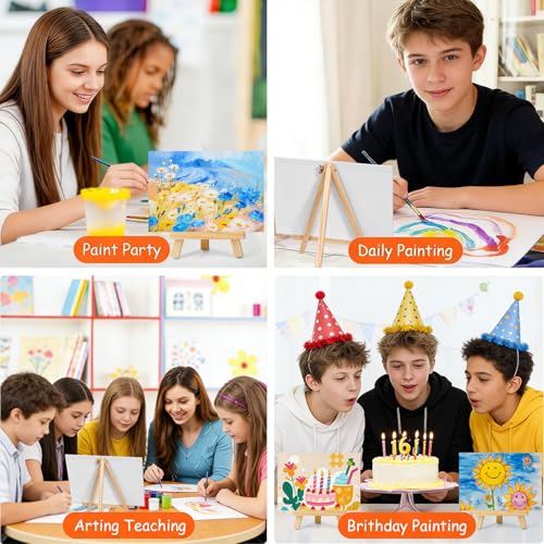 8 Pack 8x10in Canvas Painting Kit, Canvases Board & Easel & Acrylic Paint Set for Adults, Drawing Boards with Palette & Brushes for Party