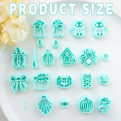 Tainsky Halloween Clay Cutters - 21 Shapes for Polymer Clay Cutters for Earrings（E） - color: Set E