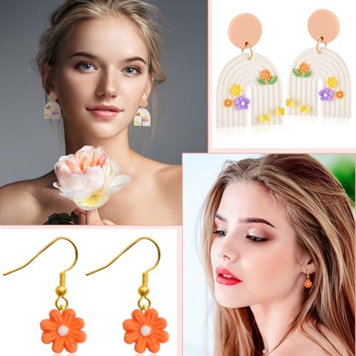 Zeyune 8 Pcs Polymer Clay Molds, Silicone Mini Flower Bows Alphabet Cutters for Earring Jewelry Making, Small Rose Daisy Leaf Letter Clay Mold Kit(Fresh) - style: Fresh