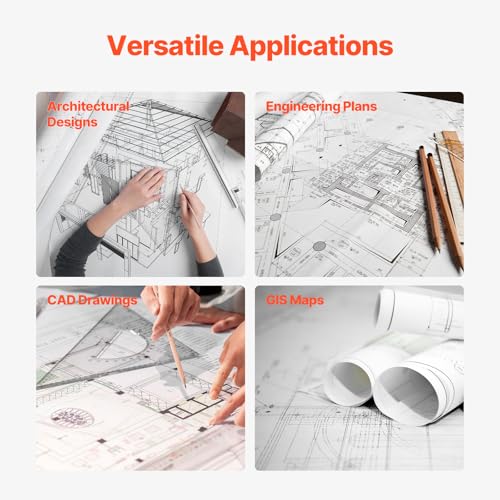 VEVOR Wide Format Paper, 24 in x 150 ft Plotter Paper, 4 Rolls CAD Bond Rolls with 2 in Core, 20 LB Bond Paper Rolls, Idea for CAD Drawings, Engineering Plans, GIS Maps & Architectural Designs - size: 24 in x 150 ft, style: 4 Rolls