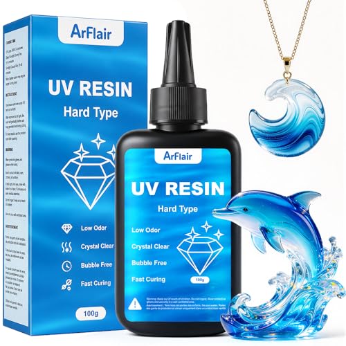 Arflair 100g UV Resin, Crystal Clear UV Resin for Beginners and Professionals, Hard Type Kit for Jewelry Making, DIY Craft, Decor - size: 100g