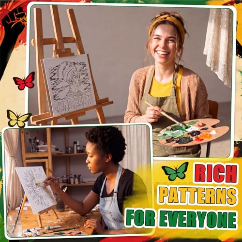 Honoson 6 Pcs 6 Inch Juneteenth Pre Drawn Outline Canvas Paint Kit with Pictures for Adults Paint Party Stretched Canvas for Art Boards Set for Adult Beginner - style: Juneteenth