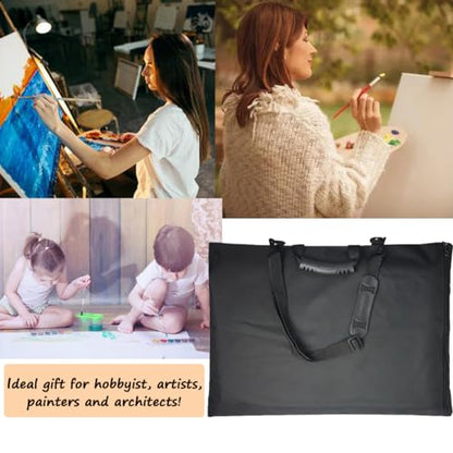 8K Waterproof Artist Portfolio Case for Men Women Art Portfolio Carry Case Bag Drawing Painting Sketching Boards Bag Adjustable Artist Shoulder Bag with Zipper&Handles Art Supplies Storage Bag (Black)