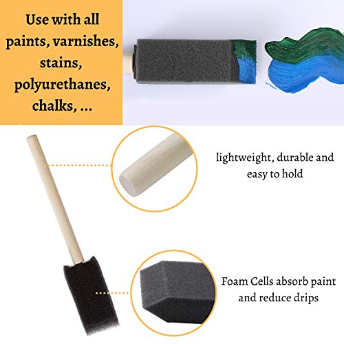 Bates- Foam Paint Brushes, 1", 75 Pack, Black Sponge Brushes for Painting, Sponge Paint Brush - color: Black, size: 1 inch, 75 Pack