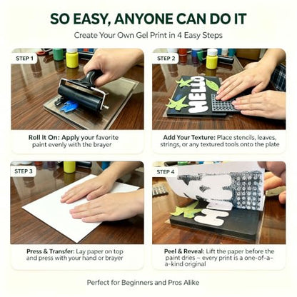 HTWELL 5"x7" Reusable Gel Printing Plate for Monoprinting Art | Upgraded Non-Aging Bubble-Free, Non-Stick for Easy Peeling, for Card Making, Scrapbooking, Crafts & Home Decor, Easy Clean - size: 5” × 7”