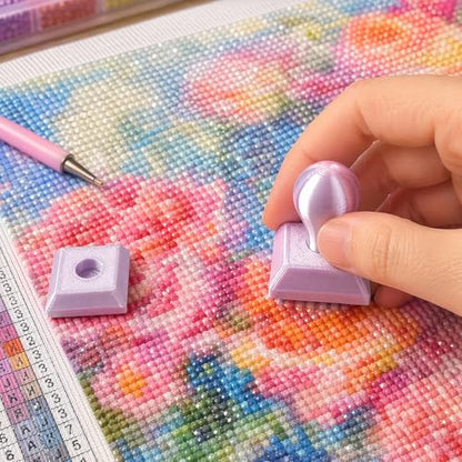 POETRYDRAW Diamond Art Painting Embossing Roller 3D Printing Diamond Art Painting Seal Press Diamond Art Painting Roller Tool Set for Multi-Color Square & Circular Drills (Light Purple) - color: Light Purple