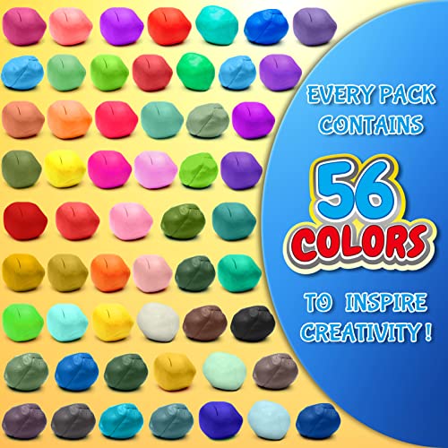 ESSENSON Air Dry Clay 56 Colors, Modeling Clay for Kids | DIY Molding Magic Clay, Includes Tools, Ages 3-8+ Years, Boys Girls Kids Toys Gifts - color: 56 Colors