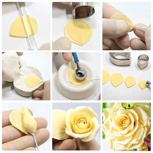 KALAIEN 23pcs/set Rose Petal Cutter Set Gum Paste Fondant Cake Cutters kitchen Supplies Baking Mould - color: Rose Petal Cutter Set (23pcs)