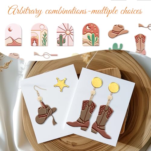 ORIGACH 13 Pcs Western Cowboy Polymer Clay Cutters Set Earring Clay Cutter DIY Craft Supplies for Earring and Jewelry Making - style: Western Cowboy