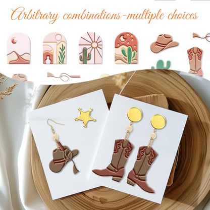 ORIGACH 13 Pcs Western Cowboy Polymer Clay Cutters Set Earring Clay Cutter DIY Craft Supplies for Earring and Jewelry Making - style: Western Cowboy