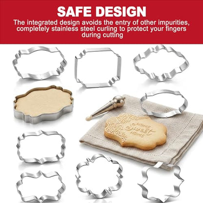 10 Piece Plaque Cookie Cutter Set, Assorted Shapes Stainless Steel Frame Cookie Cutters,Biscuits and Dough, Ideal for Wedding Holiday Birthday Party Baking Decorations and DIY Crafts