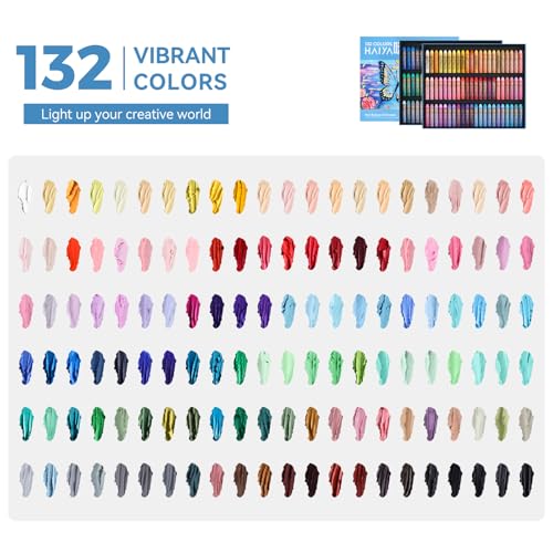 Paul Rubens Oil Pastels Set - 132 Vibrant Colors, Ultra-Soft and Creamy Texture, Easy to Blend for Artists and Beginners - Bullet Head Design for Drawing, Painting, Sketching - New Packaging - style: 132 Basic Colors