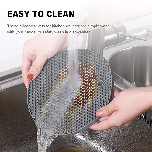 4 Pcs Trivets for Hot Dishes, Kitchen Heat Resistant Silicone Trivet, Extra Thick, Large, Non Slip (2. Gray) - color: 2. Gray