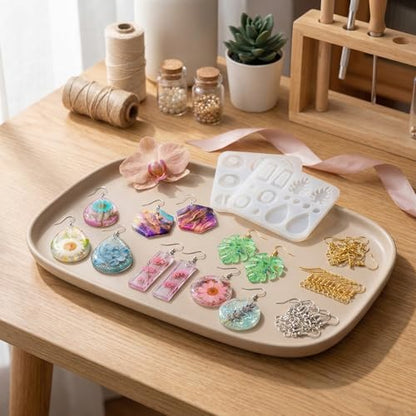Resin Earring Molds,Resin Jewelry Molds with 10 Packs Variety Shape Resin Molds Silicone,Earring Silicone Molds for resi n Pendant, Earrings,Keychains(Included 40Pcs earringhooks) DIY Gift - color: Earring Molds