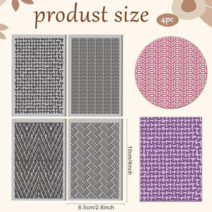 4 Pcs Fabric Textures Element Clay Texture Mat Polymer Clay Texture Sheets DIY Tools for Pottery Earring Jewelry Making Stamp Engraving Machines, 4x2.6inch - style: Fabric Textures
