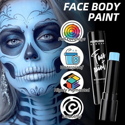 Black White Light Blue Face Paint Sticks Waterproof Eye Black Smooth Smudge-proof Body Paint High Pigment for Sports Event Halloween SFX Makeup Alien for Avatar and Fantasy Character Looks - color: Black White Blue
