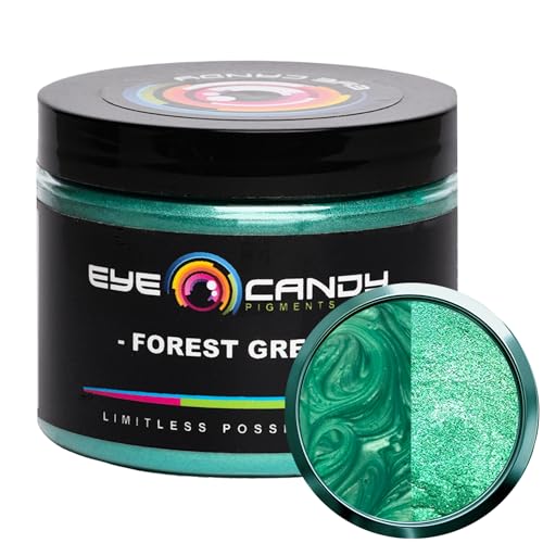 Eye Candy Pigments Premium Green Mica Powder - Forest Green (50gr) - for Epoxy, Resin, Soap, Paint, Woodworking, Acrylic Pouring, Bath Bombs, Fishing Lures - DIY Arts and Crafts Additive - color: Forest Green