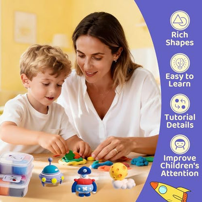 Both idea Air Dry Clay Kit, Space Theme | 12 Packs, Non-Toxic Kids Gift | School & Party: Perfect for classroom art activities, birthday party favors, creative family DIY, and holiday celebrations. - style: Space Odyssey