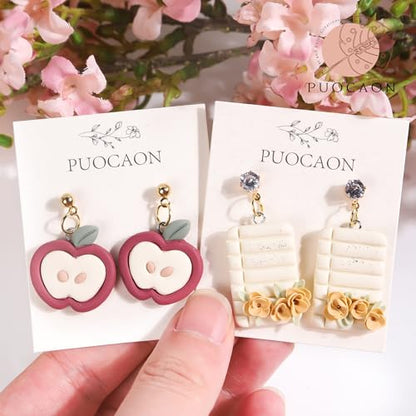 Puocaon Back to School Polymer Clay Cutters - 18 Pcs School Themed Earrings Making Kit Teacher Clay Cutters for Earrings Jewelry Making