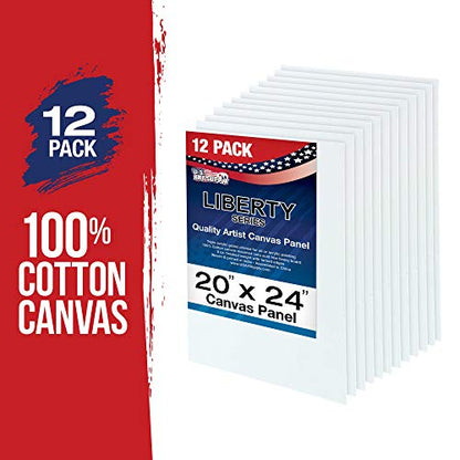 U.S. Art Supply 20 X 24 Inch Art Canvas Board Panels 12 Pack - 8 Ounce Heavyweight Cotton Acid Free Canvases for Painting Acrylics and Watercolor (1 Case of 12 Single Canvas Painting Panels) - size: 20" x 24"