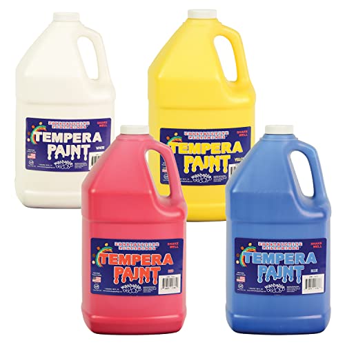 Constructive Playthings Washable Tempera Paint for Kids, Classroom Painting Supplies, Set of 4 Gallons, Primary Colors - color: Primary, size: 128 Fl Oz (Pack of 4)