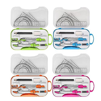 LUNIZ Drawing Compass Mathematical Geometry Kit Protractor Compass Set Triangle Ruler Stationery Eraser Drawing Tool Engineering Office Tools Drafting Tools (Color : Blue) - color: Blue