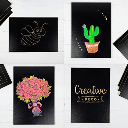 Creative Deco 10 x MDF Board Sheet Black | 12 x 8 | Perfect for Home Decor, Arts and Crafts, Painting, DIY Projects, Laser Cutter, CNC Machine, Scroll Saw, Stenciling, Pyrography