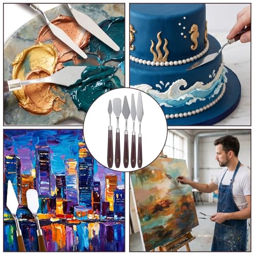 5 Pcs Cake Spatula Stainless Steel Cake Decorating Spatula Cakes Apatula Palette Knife Icing Frosting Cream Spatulas Baking Pastry Tool For Frosting Fondant Chocolate