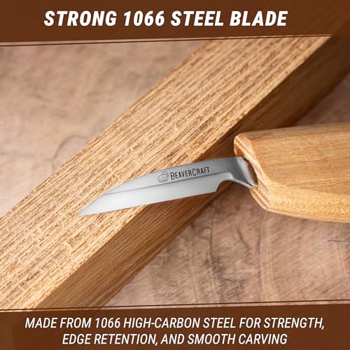 BeaverCraft Wood Chip Carving Knife C8 1.8" Sloyd Whittling Knife for Detail - Wood Carving Tools for Beginners and Kids