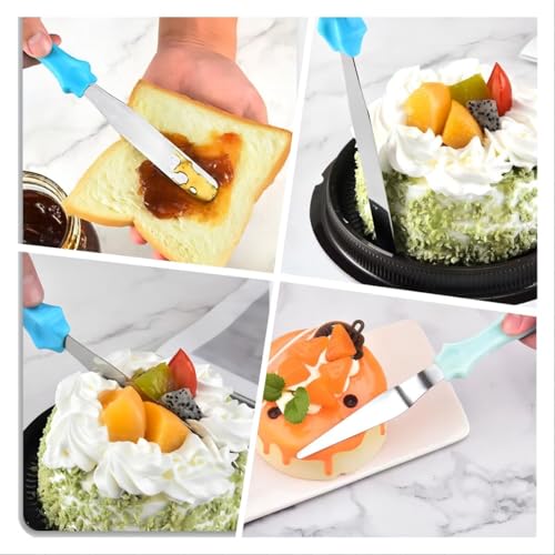 Cake Cream Spatulas, 3 Pieces of Cake Angled Spatula with Stainless Steel, Professional Cake Decorating, Pastry & Baking, Icing Frosting Cream Chocolate Cake Spatula (3 Pcs Blue) - color: 3 Pcs Blue