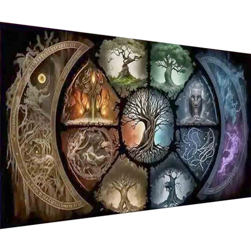 BOHADIY DIY 5D Diamond Painting Kits for Adults Diamond Art Large Size Tree of Life Abstract Tree Landscape Full Drill Crystal Rhinestone Embroidery Craft Kits for Home Wall Decor, 27.5X15.7 Inch