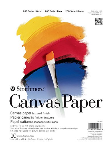 Strathmore 200 Series Tape Bound Canvas Paper Pad, 115 lb. Canvas Texture, 9 X 12 inches, White, 10 Sheets (25-309) - size: 9x12