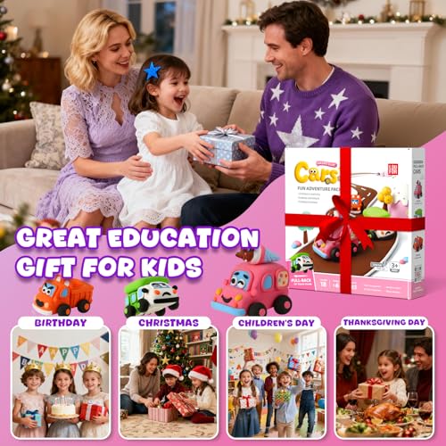 Air Dry Clay Kit for Kids - Pull Back Car Making, 3 Boxes Modeling Clay with Sculpting Tools, Base, Backing Board, Tutorial, Ultra Light & Soft, Non-Toxic & Safe, Creative DIY Arts and Crafts Toys - color: Fun Adventure Park