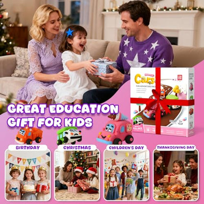 Air Dry Clay Kit for Kids - Pull Back Car Making, 3 Boxes Modeling Clay with Sculpting Tools, Base, Backing Board, Tutorial, Ultra Light & Soft, Non-Toxic & Safe, Creative DIY Arts and Crafts Toys - color: Fun Adventure Park