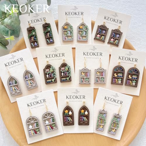 Keoker Back to School Polymer Clay Cutters, 14 Shapes Polymer Clay Bookshelf Cutters