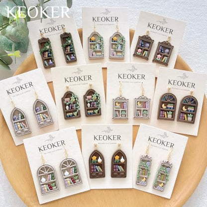 Keoker Back to School Polymer Clay Cutters, 14 Shapes Polymer Clay Bookshelf Cutters