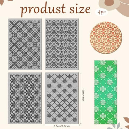 CHGCRAFT 4 Sheets Mandala Clay Texture Mat Artistic Plaid Flowers Polymer Clay Texture Sheets DIY Tools for Pottery Earring Jewelry Making Stamp Engraving Machines, 4x2.6inch - style: Mandala
