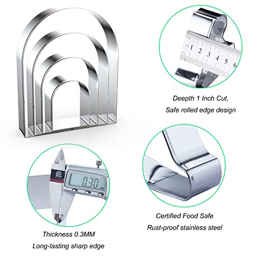 Arch Cookie Cutter Set Large - 5 Inch, 4 Inch, 3 Inch, 2 Inch - Arched Door Geometric Frame Plaque Cookie Cutters Shapes Molds - Stainless Steel - color: Arch