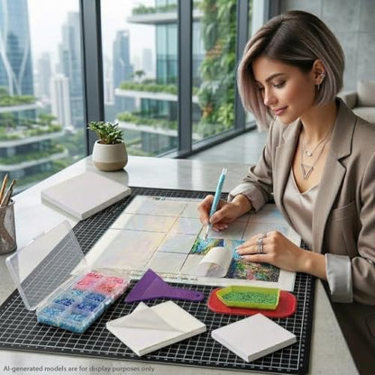 400Pcs Diamond Painting Release Paper: Double-Sided Non-Stick Pre-cut Cover Sheets in 3 Sizes - Reusable & No Residue Replacement for 5D Diamond Art - with Anti-Slip Mat and Straightener