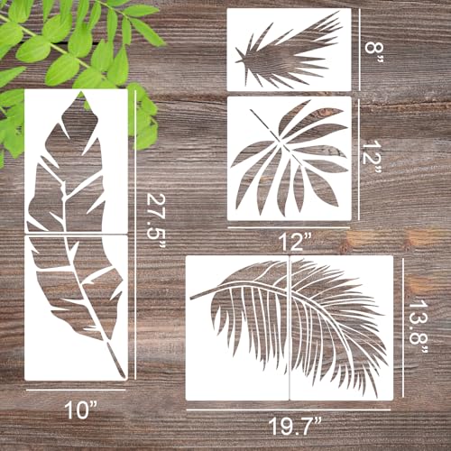 Large Leaf Stencils for Painting on Walls Fern Palm Stencil Tropical Leaves Wall Stencils for Crafts Furniture Wood Fabrics - style: Tropical Leaf