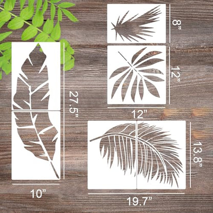 Large Leaf Stencils for Painting on Walls Fern Palm Stencil Tropical Leaves Wall Stencils for Crafts Furniture Wood Fabrics - style: Tropical Leaf