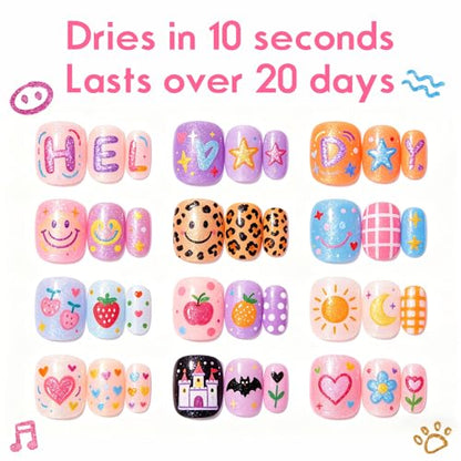 12 Colors Glitter Nail Art Pens Set, 3D Gel Nail Polish Pens Nail Art Drawing Pen Quick Dry Waterproof Nail Art Painting Pens kit for Home DIY Nail Art Design (SET A) - color: SET A