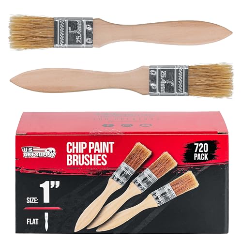 U.S. Art Supply 720 Pack of 1 inch Paint and Chip Paint Brushes for Paint, Stains, Varnishes, Glues, and Gesso - size: 1-inch