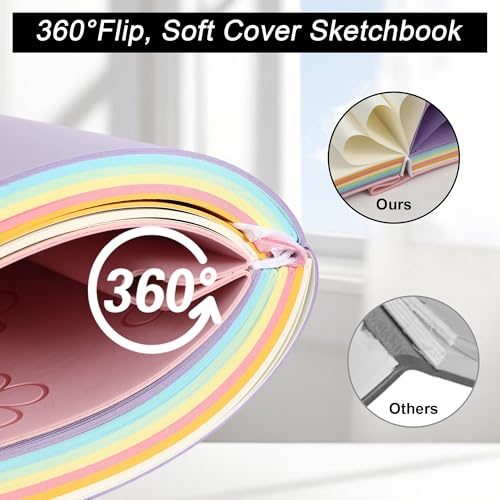 Thick Blank Journal Notebook 400 Pages With Pen Holder 100gsm Thick Color Blank Pages ， A6 Unlined Plain Sketchbook ，No Lines Soft Leather Small Blank Notebook For Women Drawing Book Memo Writing Sketch Diary Hardcover Notebook3.9 × 5.5 (Everything Goes W